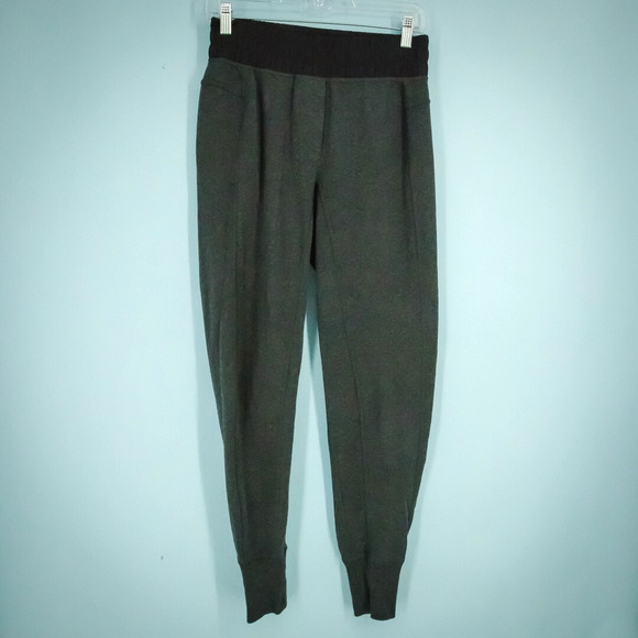 Lululemon Size 4 Dark Heather Grey Jogger Pull On Stretch Waist Tapered Pants - Picture 1 of 6